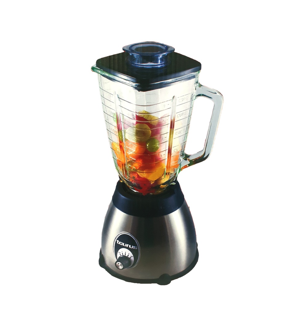 LICUADORA DE 1.25 LTS DE CONTROL MANUAL CON VASO DE VIDRIO PLATEADA REF. 010225 MARCA TAURUS