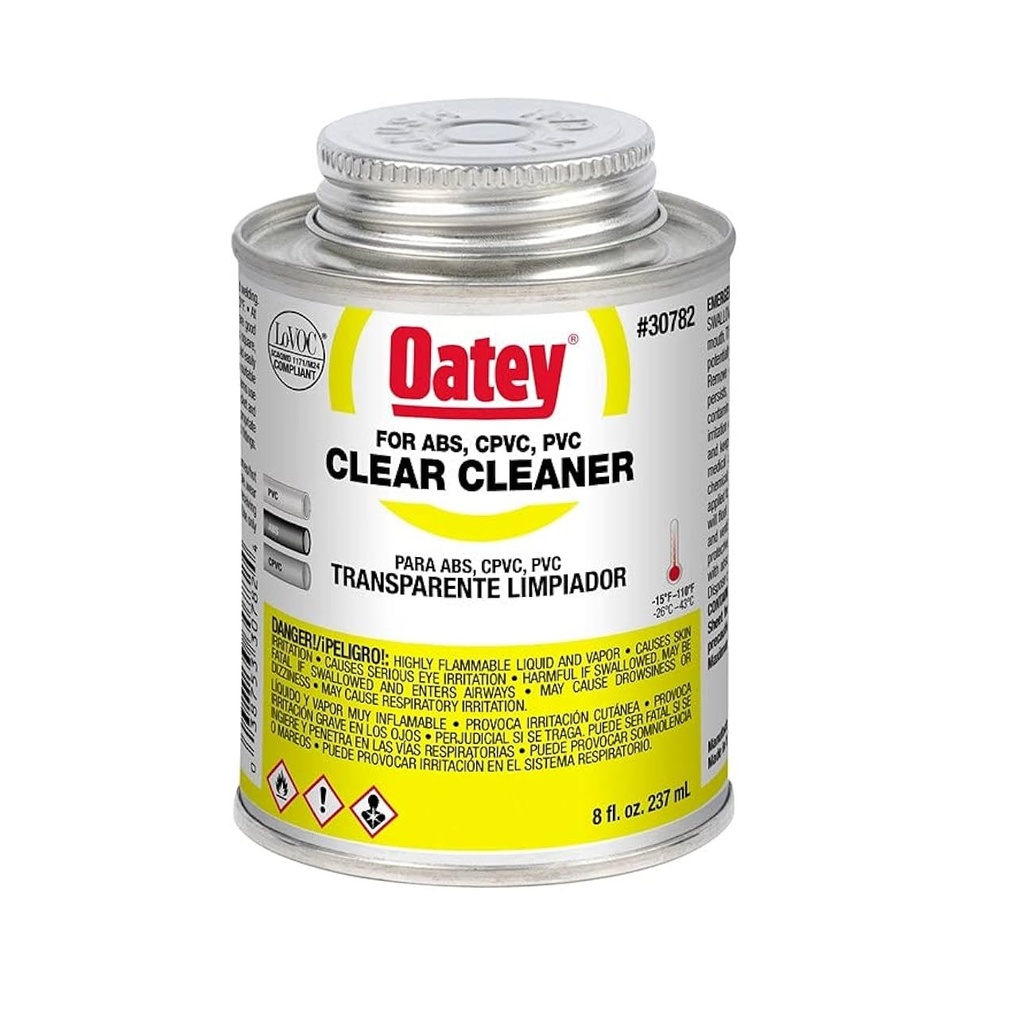 LIMPIADOR TRANSPARENTE PVC-CPVC 1/16 GL 237 ML REF. LIM-764 / 307824 MARCA OATEY