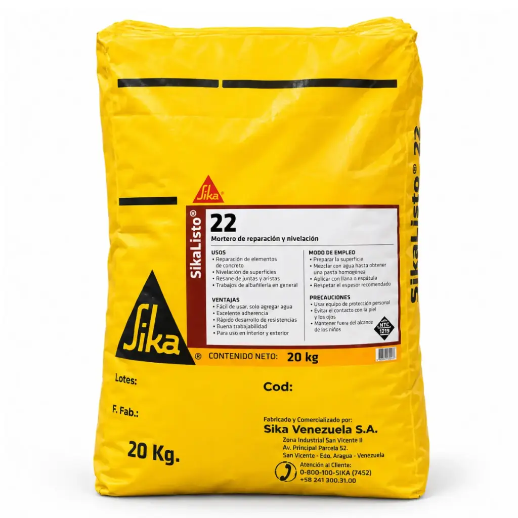 SIKALISTO 22 MORTERO PREDOSIFICADO PARA REPARACIONES SACO 20 KGS REF. 129460 MARCA SIKA