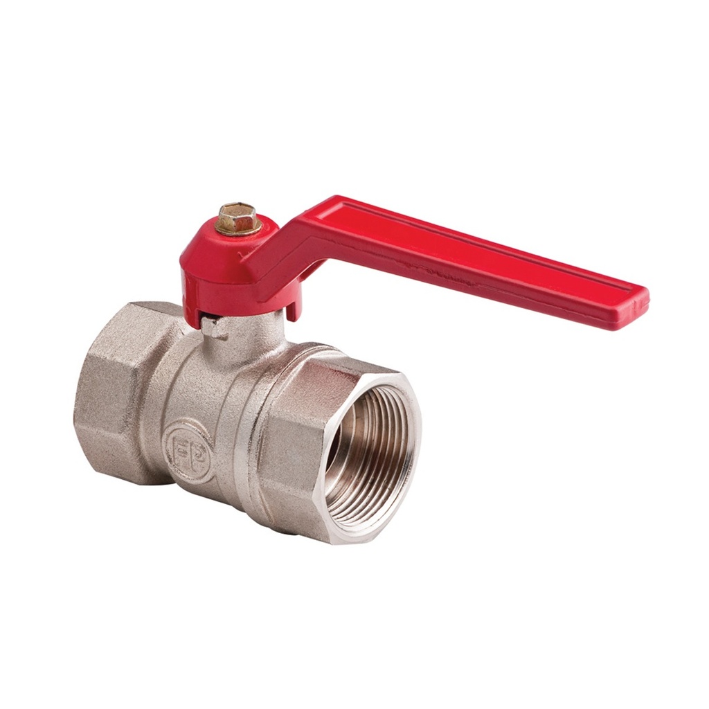 LLAVE / VALVULA DE BOLA DE 1" PESADA MANGO ROJO PASO COMPLETO REF. 01B110 MARCA FP