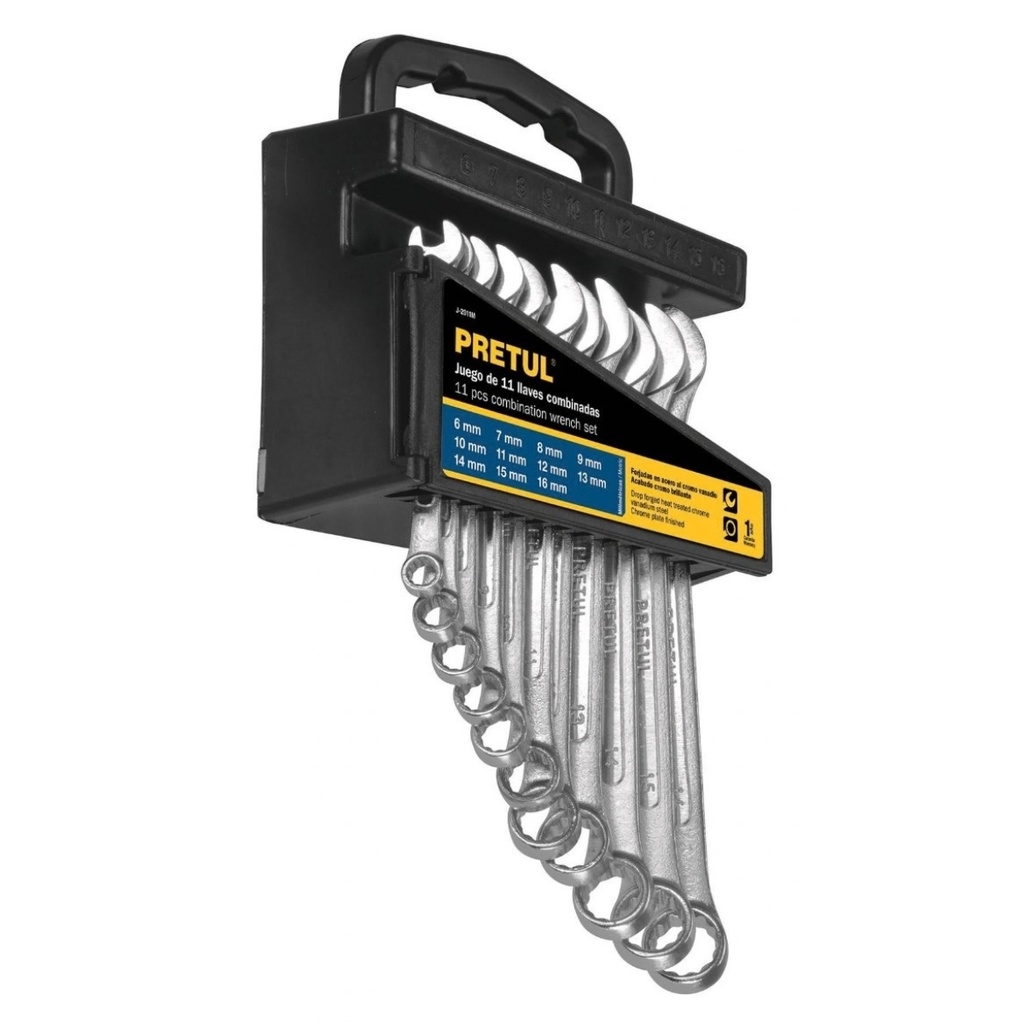 JUEGO LLAVE COMBINADA 11 PZAS 6 - 16 MM MOD. J-2011M REF. 21991 MARCA PRETUL