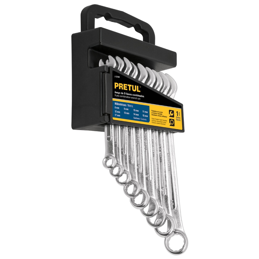 JUEGO LLAVE COMBINADA 9 PZAS 8 - 17 MM MOD. JC-209M REF. 21995 MARCA PRETUL