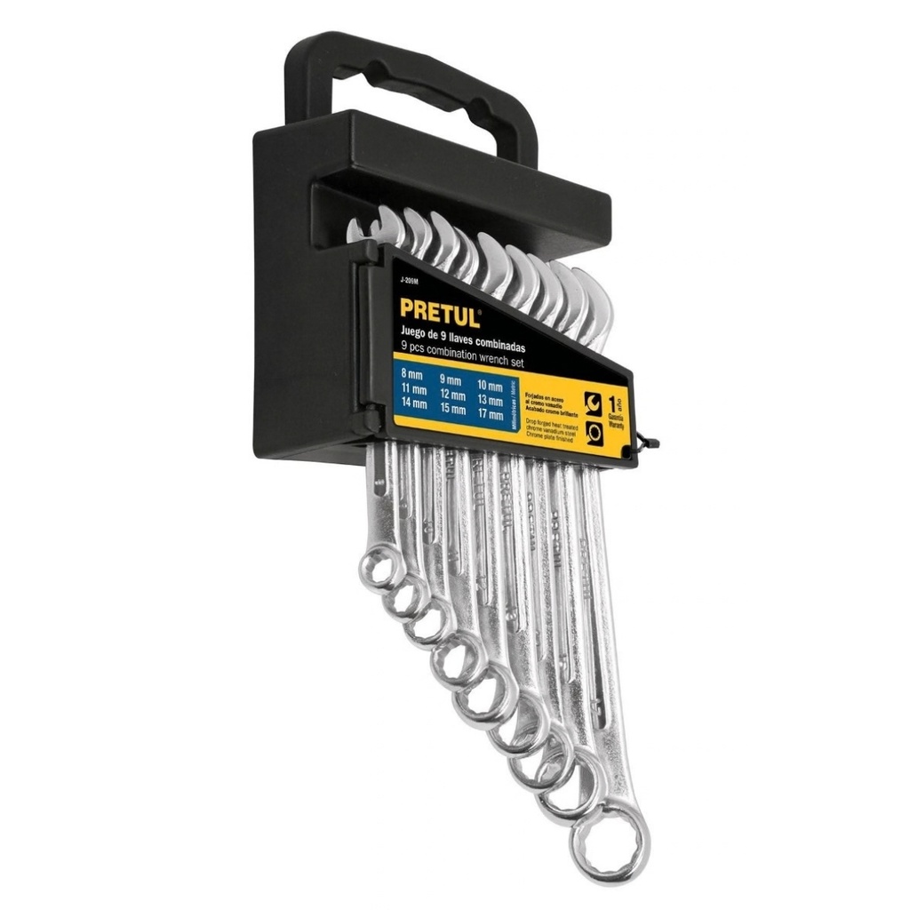 JUEGO LLAVE COMBINADA 9 PZAS 8 - 17 MM MOD. JC-209M REF. 21995 MARCA PRETUL