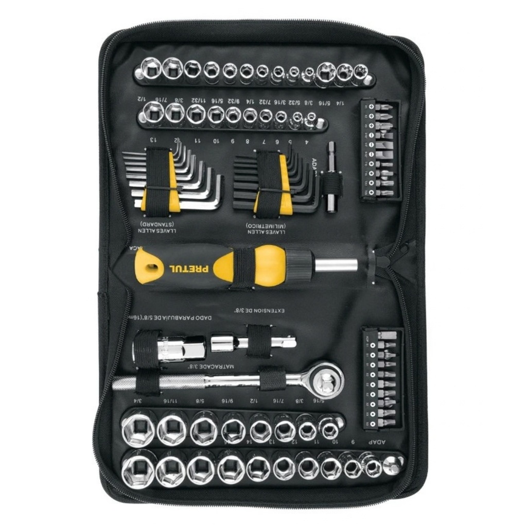 JUEGO LLAVE MECANICAS 83 PZAS MOD. SET-85 REF. 22984 MARCA PRETUL