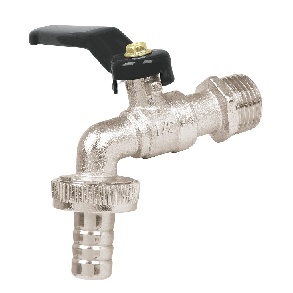 LLAVE DE CHORRO/ MANGUERA BOLA ZAMAC NIQUELADO 1/2" REF. 23146 MOD-LL-21P MARCA PRETUL