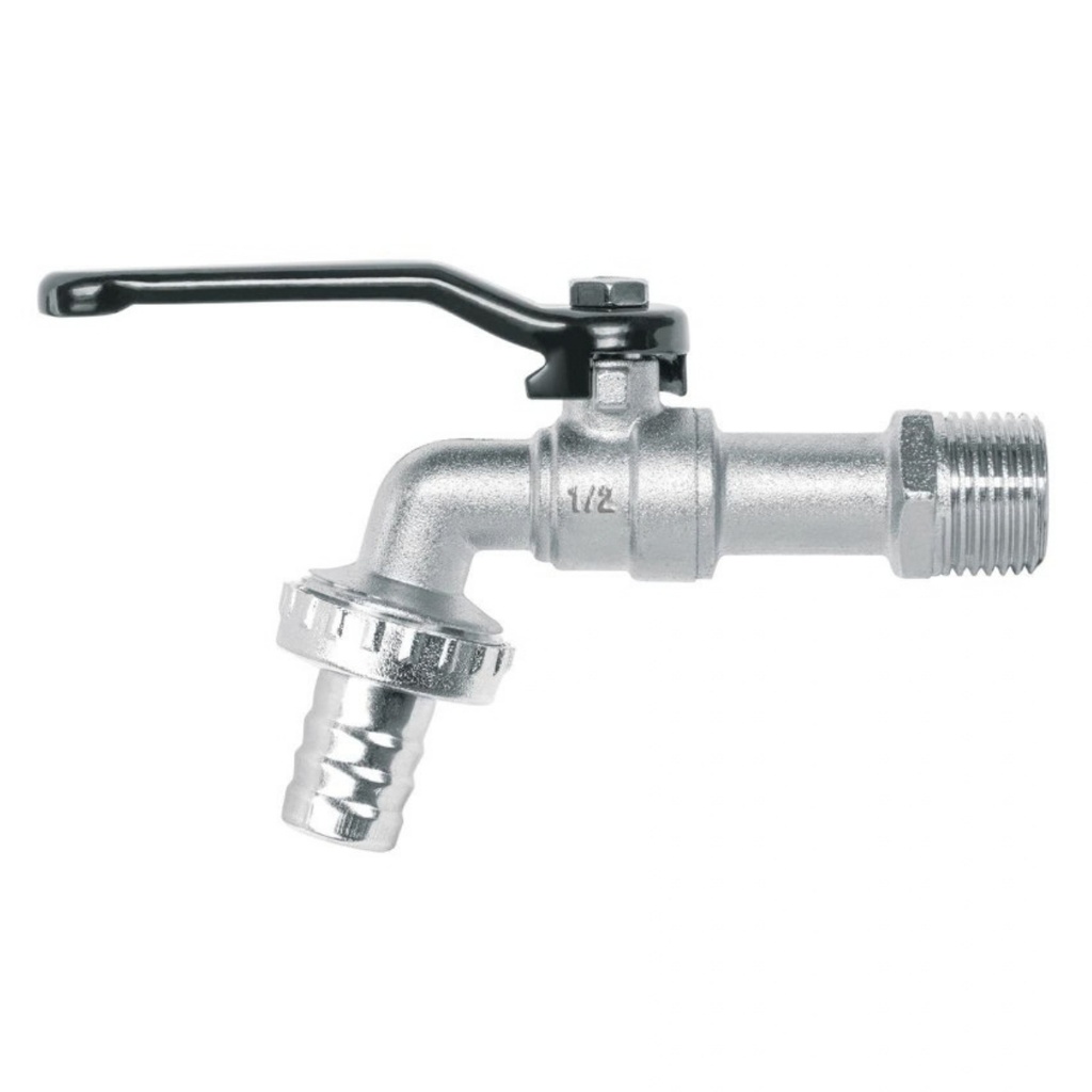 LLAVE DE CHORRO/ MANGUERA BOLA ZAMAC NIQUELADO 1/2" REF. 23146 MOD-LL-21P MARCA PRETUL
