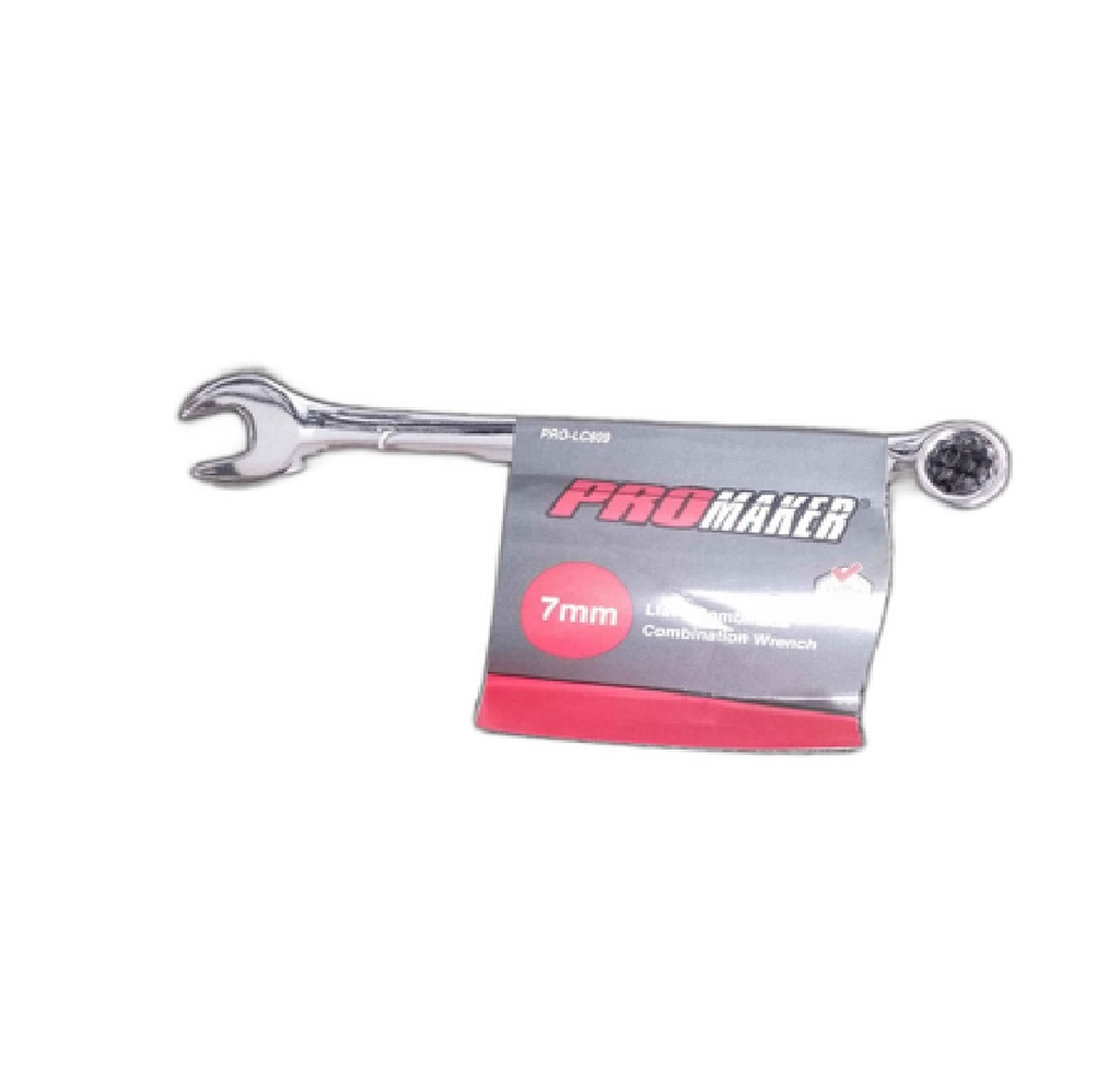 LLAVE COMBINADA CROMADA FIJA ESTRIA 7 MM REF. PRO-LC809 MARCA PROMAKER