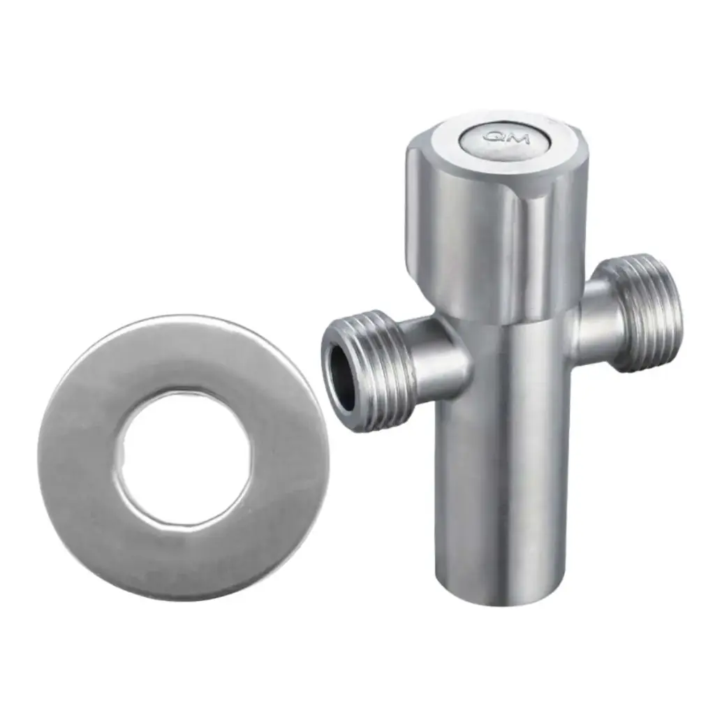 LLAVE / VALVULA DE ARRESTO SERIE DELTA C/DOBLE CONEX. HEMBRA 1/2X1/2X1/2" COLOR SATIN QUALITY METAL