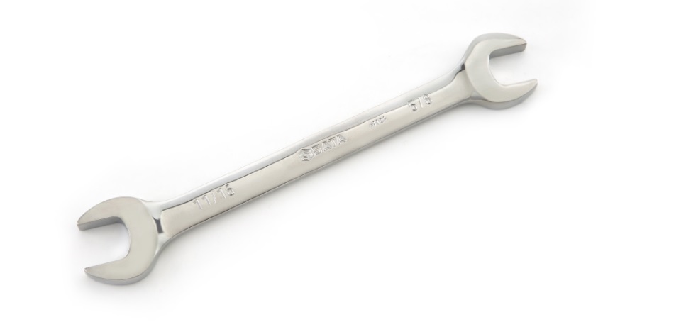 LLAVE COMBINADA CROMADA FIJA DOBLE ABIERTA 5/8" x 11/16" REF. 41104A MARCA SATA