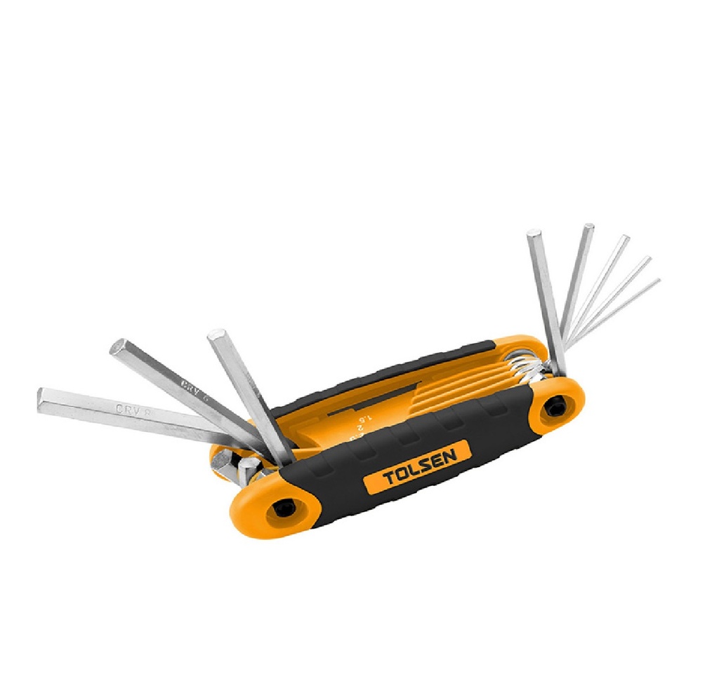 JUEGO DE LLAVES ALLEN HEXAGONALES PEGABLES DE 9 PZAS CON ESTUCHE HERGONOMICO MARCA TOLSEN