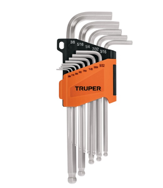 JUEGO DE LLAVE ALLEN LARGAS PUNTA DE BOLA "STD" 13 PZAS. MOD. ALLX-13P REF. 13645MARCA TRUPER