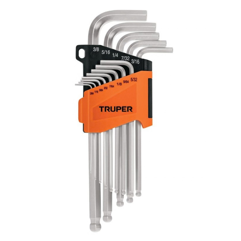 JUEGO DE LLAVE ALLEN LARGAS PUNTA DE BOLA "STD" 13 PZAS. MOD. ALLX-13P REF. 13645MARCA TRUPER