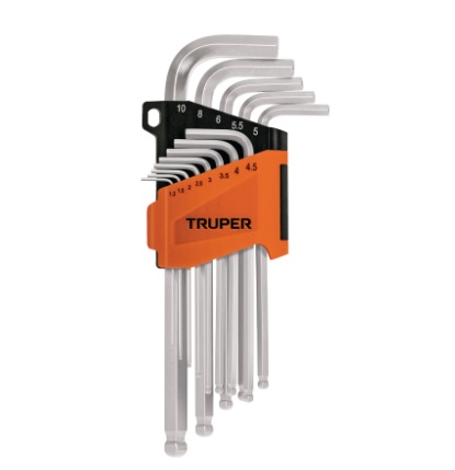JUEGO DE LLAVE ALLEN LARGAS PUNTA DE BOLA "MM" 13 PZAS. MOD. ALLX-13M REF. 13646 MARCA TRUPER