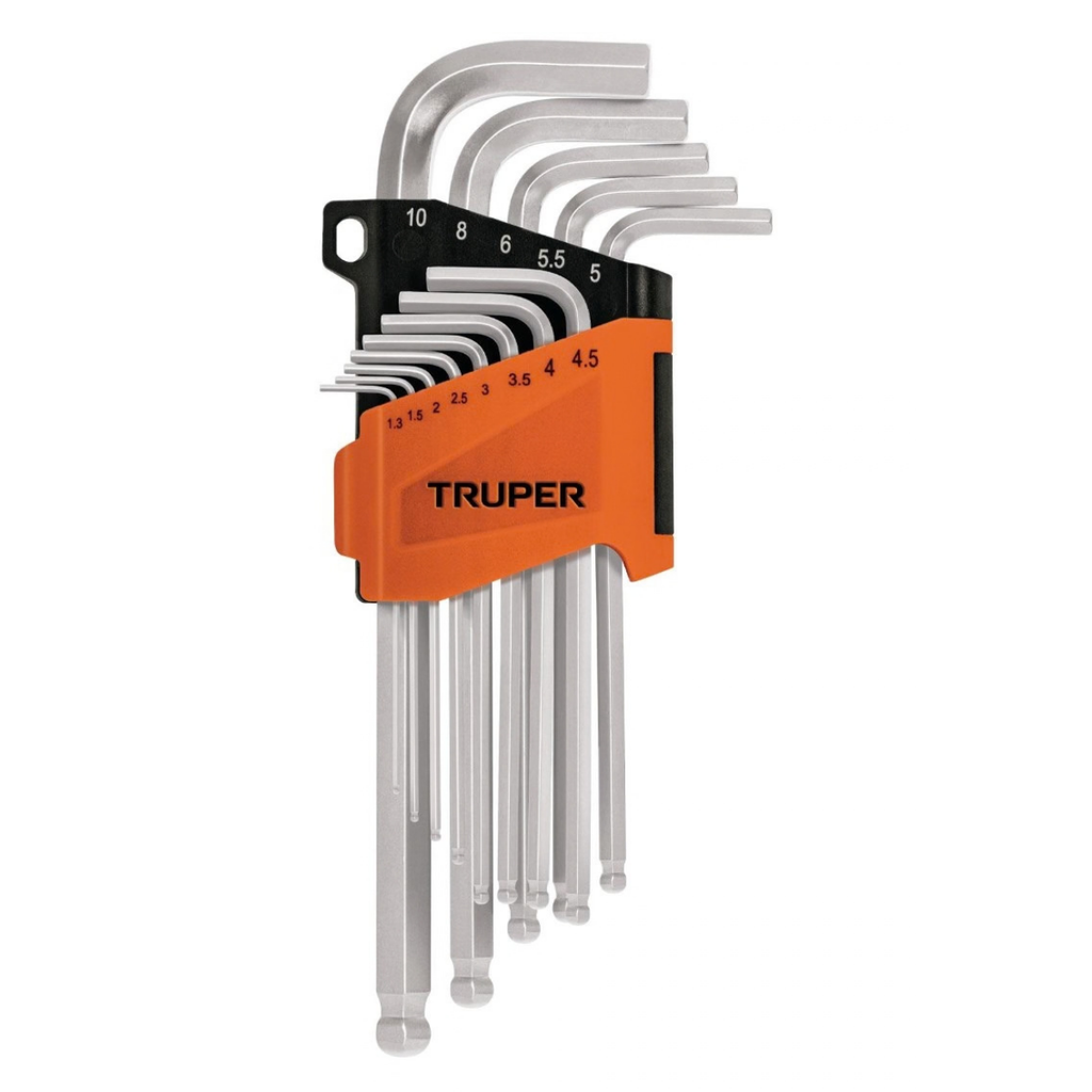 JUEGO DE LLAVE ALLEN LARGAS PUNTA DE BOLA "MM" 13 PZAS. MOD. ALLX-13M REF. 13646 MARCA TRUPER