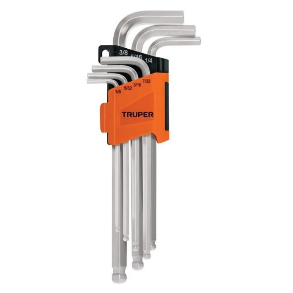 JUEGO DE LLAVE ALLEN LARGAS PUNTA DE BOLA "STD" 7 PZAS. MOD. ALLX-7P REF. 15551 MARCA TRUPER