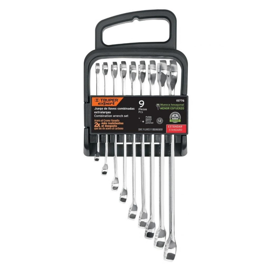 JUEGO DE LLAVE 9 PZAS 1/4 - 3/4" COMBINADA REF. 15776 COD. JC-9P MARCA TRUPER