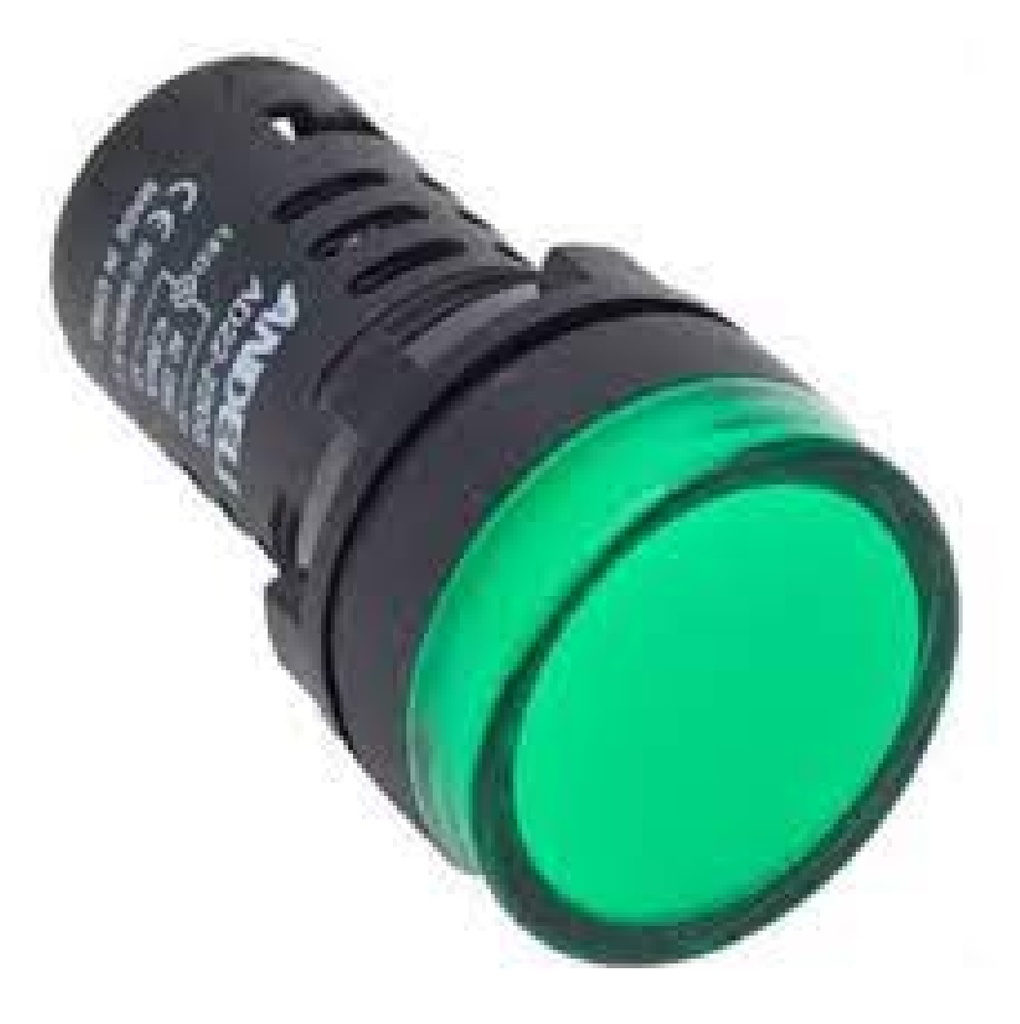 LUZ CONTROL LED DE SEÑALIZACION 220 V C/VERDE 22 MM MOD.AD16-22D-120V-V REF.CON14194 MARCA ANDELI