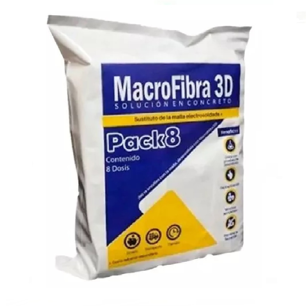MACRO FIBRA 3D ( PAQ. 8 DOSIS ) MARCA FIBER CRETE+