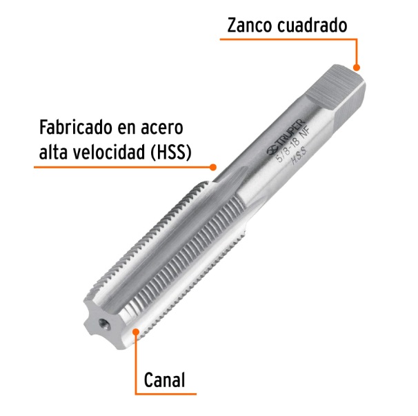 MACHOS / MACHUELO SEMICONICO 5/8" X 18 UNF MOD. MT-5/8X18 REF. 11424 MARCA TRUPER