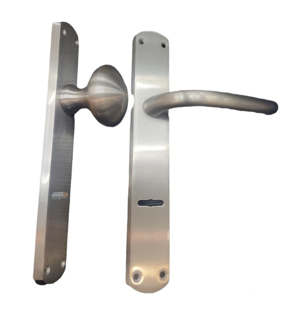 MANILLA DE ACERO INOX DOPPIA MAPPA RECTA POMO FIJO/MOV. SATINADO MOD.ELENA REF. MAN.02.01 MARCA CALI