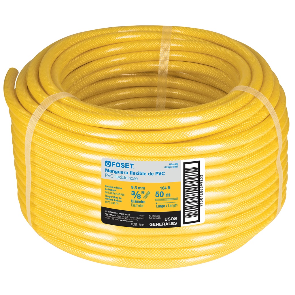 MANGUERA REFORZADA PARA GAS DE 3/8" POR METRO MOD. MGA-500 REF. 45015 MARCA FOSET