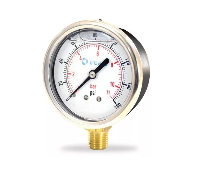 MANOMETRO EN BAÑO DE GLICERINA 2" DE 0- 21 BAR- 0 - 300 PSI CAJA ACERO INOX. REF. MRG21 MARCA PEARL