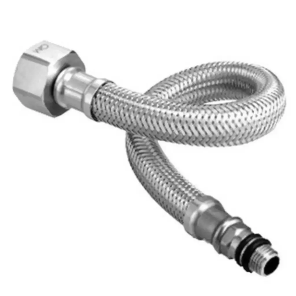MANGUERA / CANILLA DE CONEXION 1/2" X 3/8" (M10) 60 CM ACERO INOX MARCA QUALITY METAL