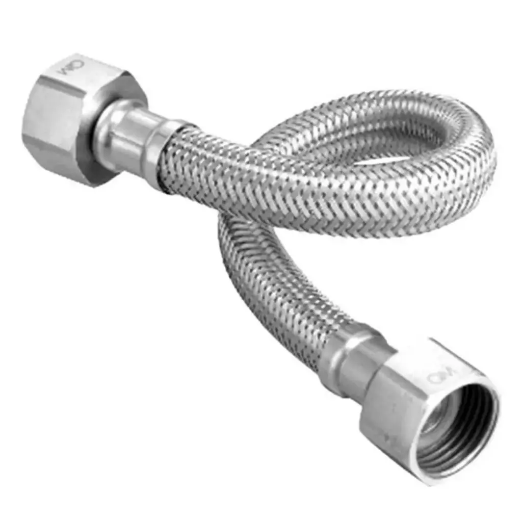 MANGUERA / CANILLA DE CONEXIÓN 1/2" X 1/2" 40 CM ACERO INOX MARCA QUALITY METAL