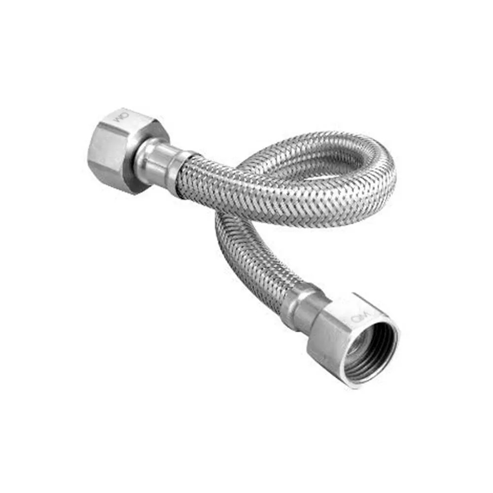 MANGUERA / CANILLA DE CONEXIÓN 1/2" X 1/2" 40 CM ACERO INOX MARCA QUALITY METAL