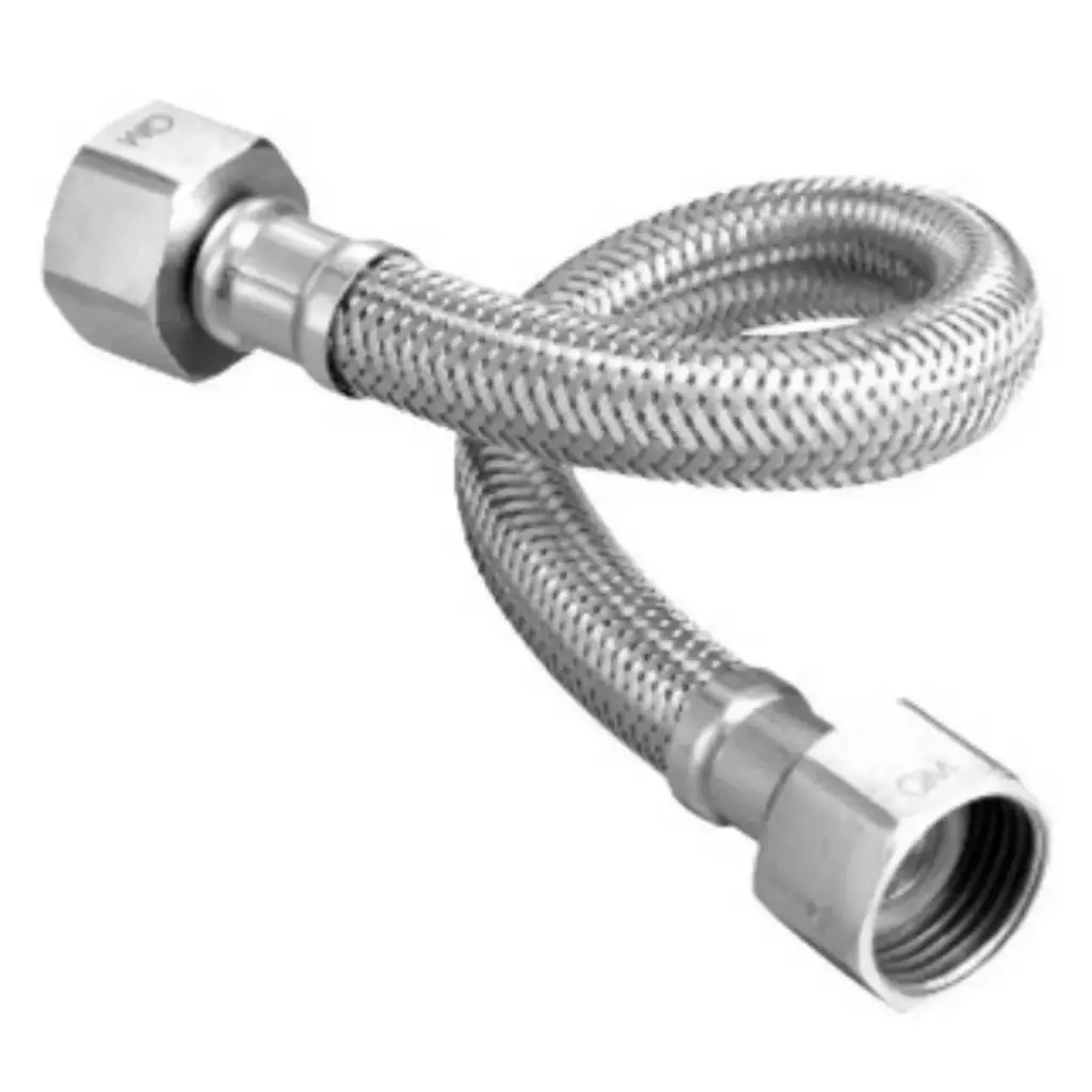 MANGUERA / CANILLA DE CONEXION 1/2" X 1/2" 25 CM ACERO INOX REF. 14.600.005 MARCA QUALITY METAL