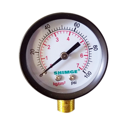 MANOMETRO CONEXION INFERIOR CENTRAL 100 PSI CONECTOR 1/4" REF. YD-M-50/63R MARCA SHIMGE
