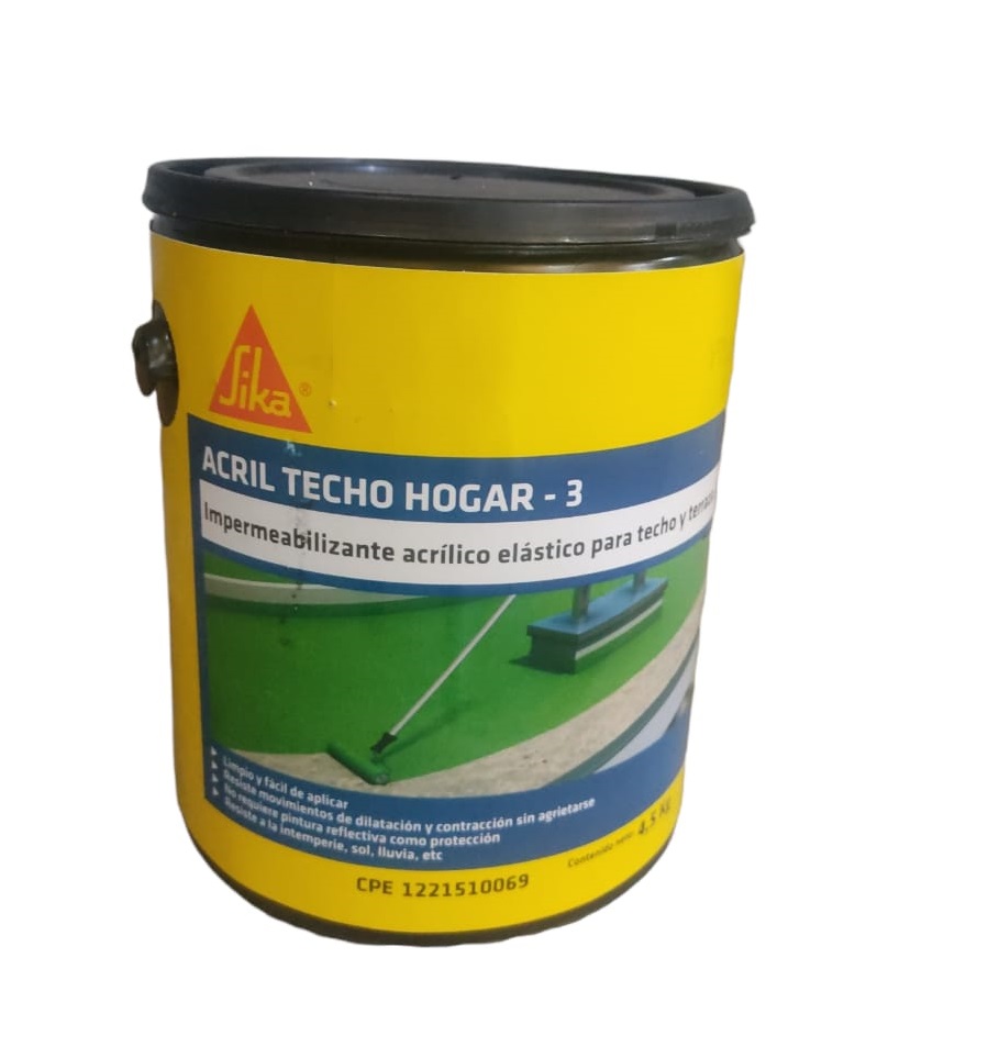PINTURA ELASTOMERICA ACRIL TECHO 3 1 GLN ( 4.50 KG) COLOR GRIS REF. 625050 MARCA SIKA