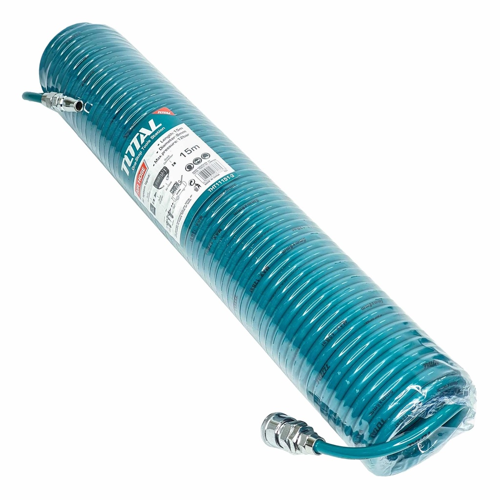 MANGUERA P/ AIRE 8MM X 15MTS P/COMPRESOR C/CONECTOR DE 1/4" 174 PSI REF.THT11151-1 MARCA TOTAL TOOLS
