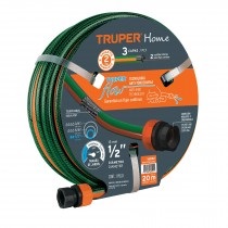 MANGUERA CULEBRA 1/2" X 20 MTS REFORZADA 3 CAPAS C/CONEXIONES PLASTICAS REF. 16052 MARCA TRUPER
