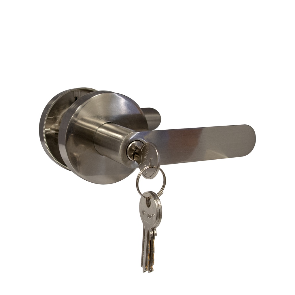 CERRADURA DE MANILLA TUBULAR PARA DORMITORIO C/LLAVE CROMO MOD. TORINO REF. 91002655 MARCA VISALOCK