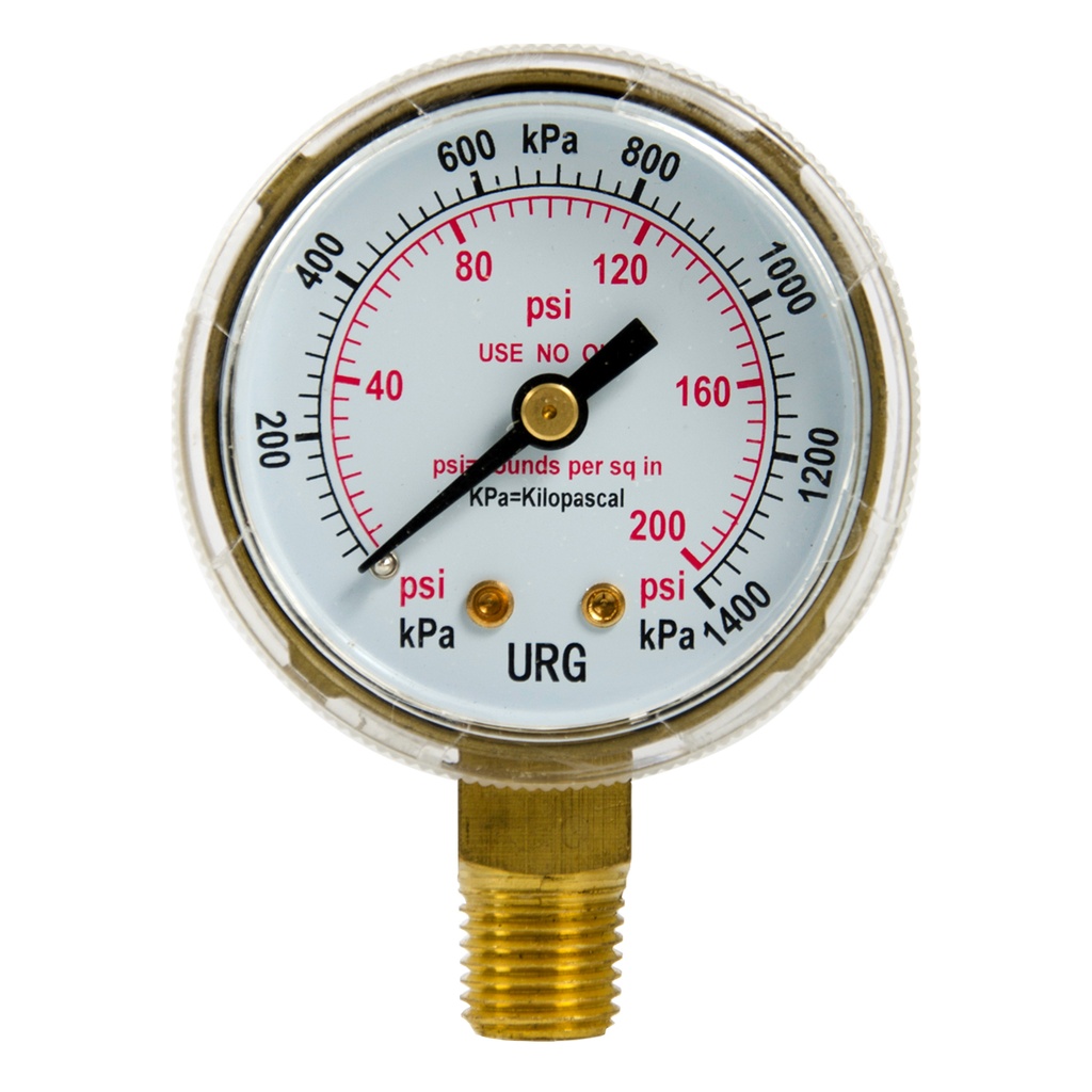 MANOMETRO RELOJ DE 0-200 PSI DE 2" URG REF. 02001289 MARCA WELDTECH