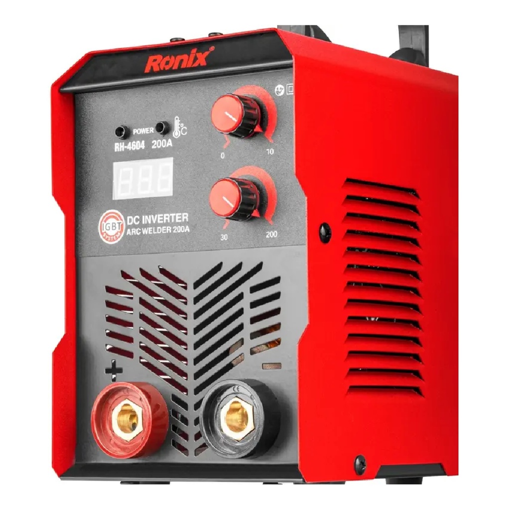 MAQUINA SOLDAR INVERTER DC 200 AMP 110V TURBO FAN PLUS PINZA - CARETA REF. RH-4604V MARCA RONIX
