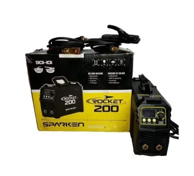 MAQUINA DE SOLDAR ROCKET 200 220V INCLUYE PORTA ELECTRODO Y PINZA TIERRA REF.106634/901-101 SPARKEN