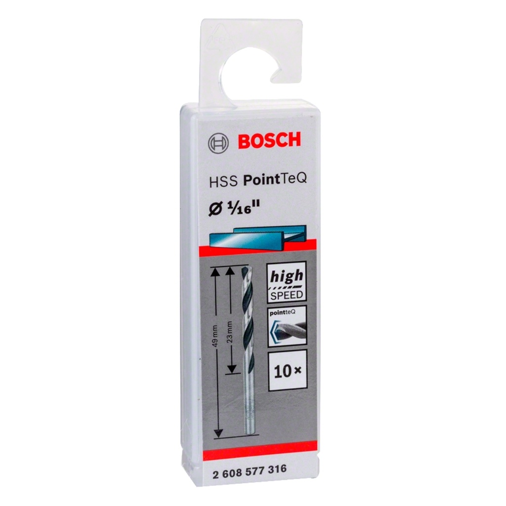 MECHA PARA ACERO HSS-POINTEQ 1/16" X 23 X 49 MM METAL REF. 2608585436 / 871023 / 474412 MARCA BOSCH