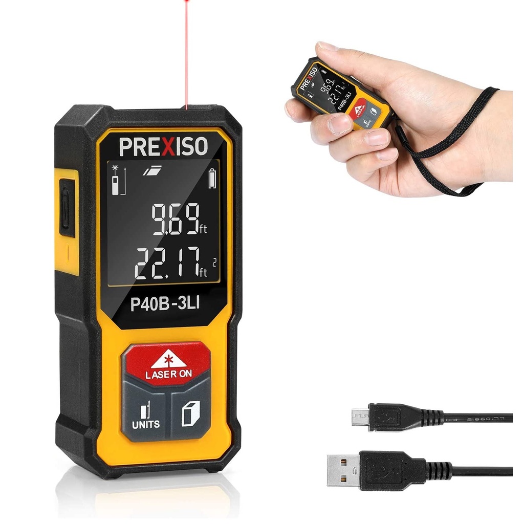 MEDIDOR / NIVEL LASER LUZ ROJA 135 FT / 40MTS IP54 ( BATERIA RECARGABLE USB) MOD.P40B-3LI / 500231 PREXISO