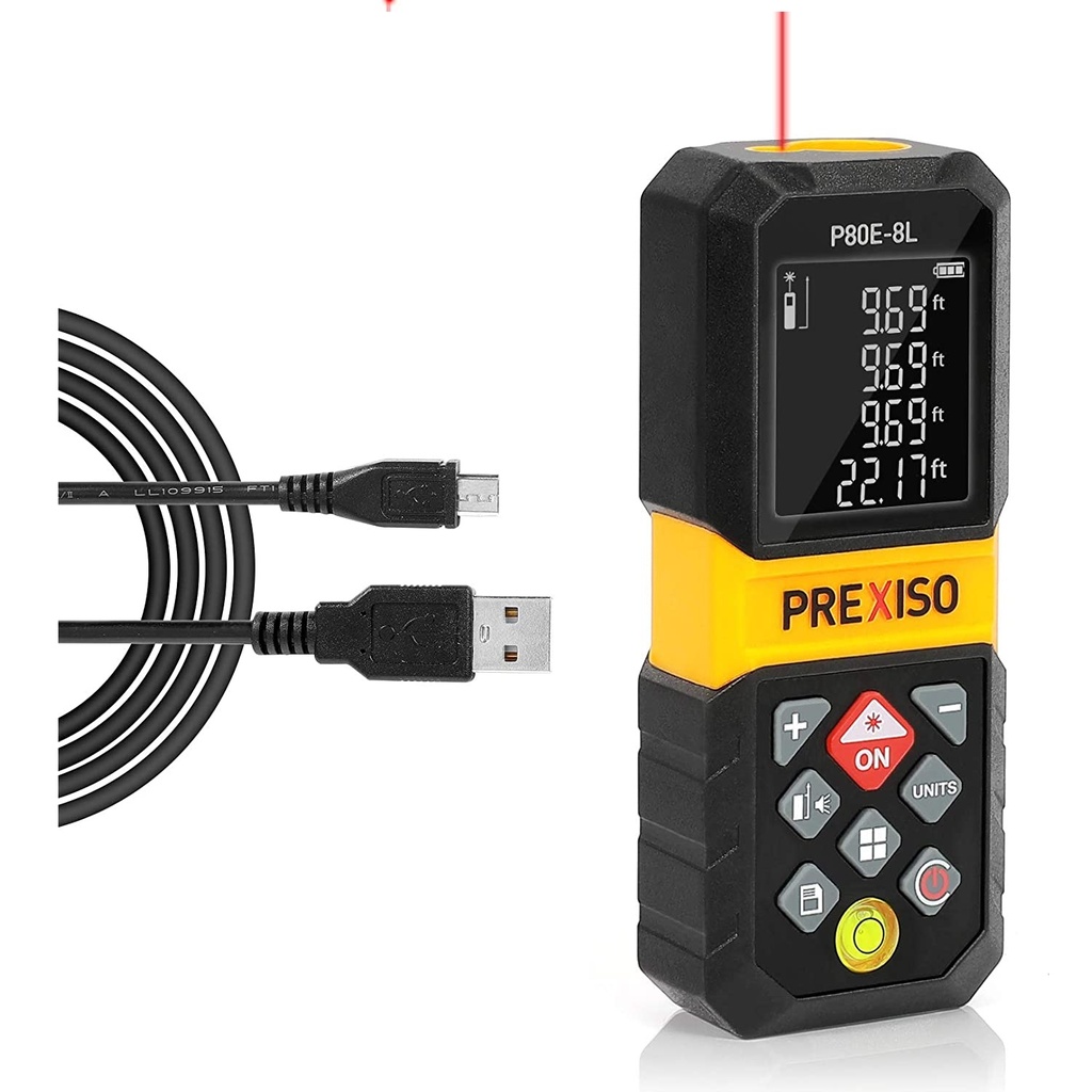 MEDIDOR / NIVEL LASER LUZ ROJA 265 FT / 80 MTS IP54 (BATERIA RECARGABLE USB) REF. P80E-8L / 501238 PREXISO