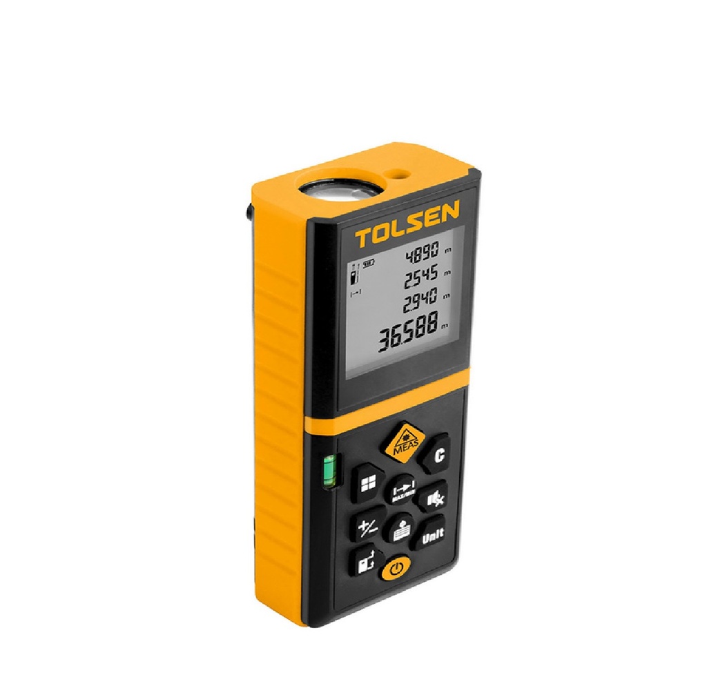 MEDIDOR LASER 120 X 48,5 X 28,5MM B 5000 MEDICIONES PANTALLA NEGRO / BLANCO REF:35176 MARCA TOLSEN