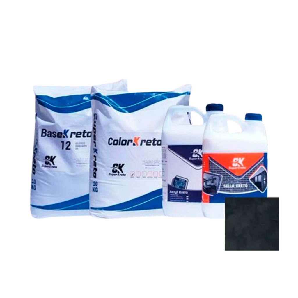MICRO CEMENTO P/ PARED KIT 5 MT2 COLOR GRIS OSCURO (BASE 12+COLOR+ACRYL+SELLADOR) SUPER KRETO