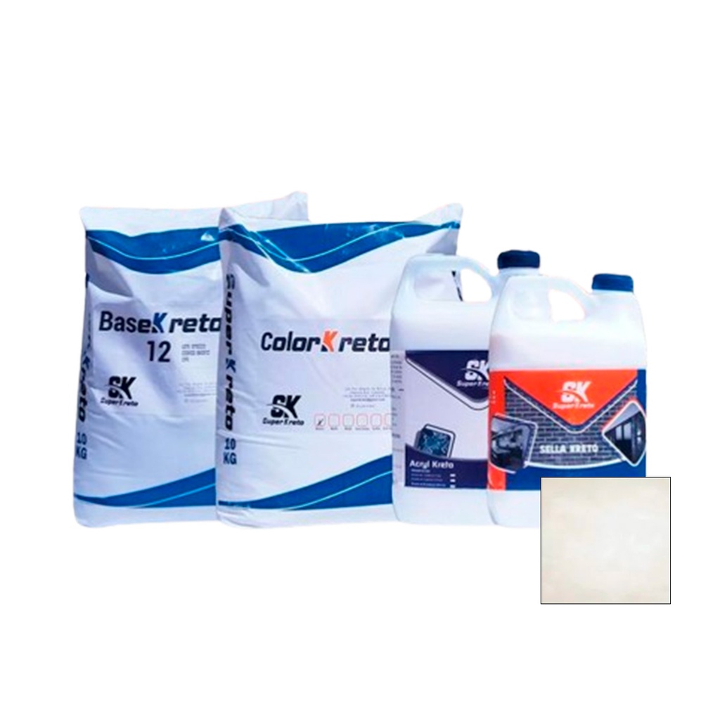 MICRO CEMENTO P/ PARED KIT 5 MT2 COLOR MARFIL (BASE 12+COLOR+ACRYL+SELLADOR) SUPER KRETO