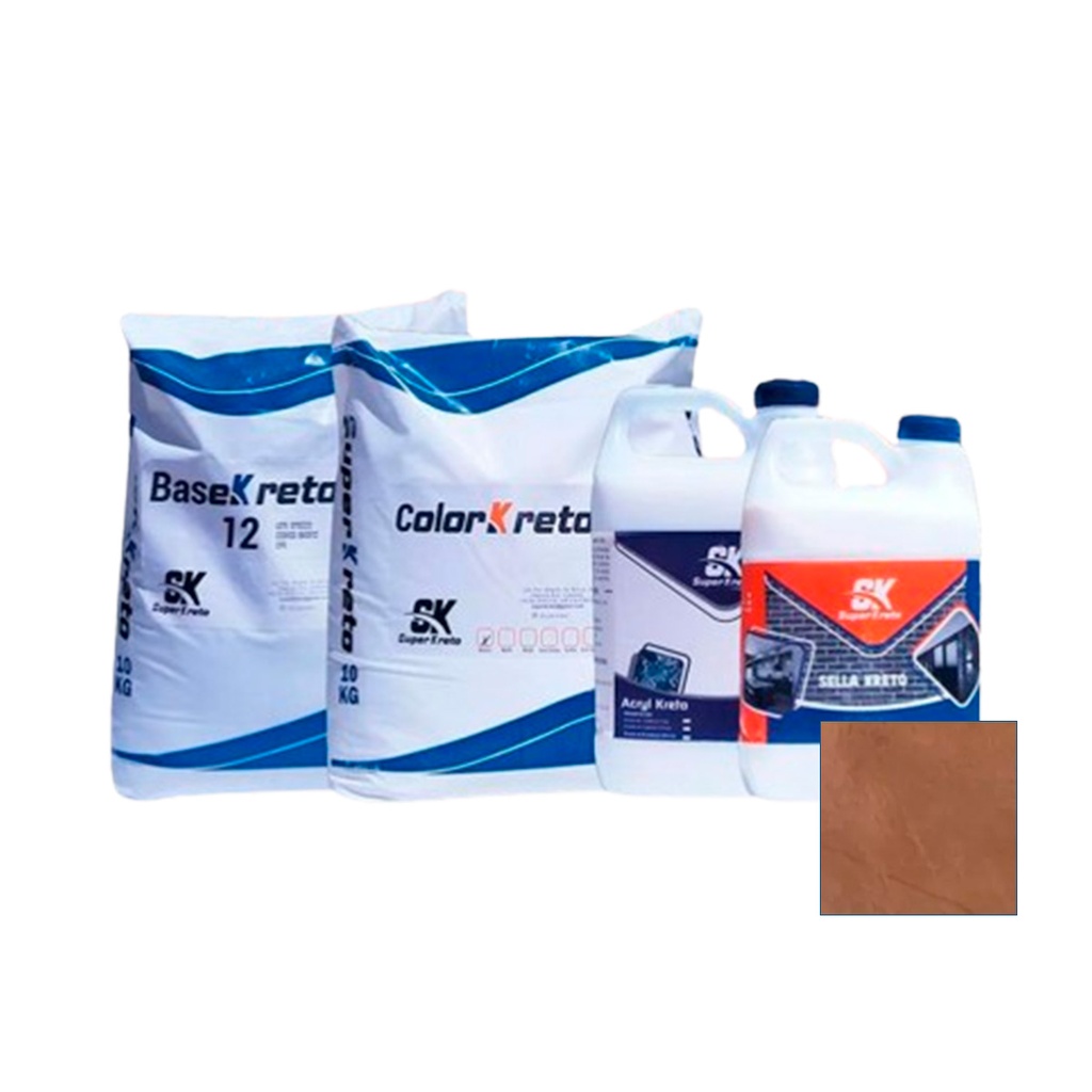 MICRO CEMENTO P/ PARED KIT 5 MT2 COLOR MOCCA (BASE 12+COLOR+ACRYL+SELLADOR) SUPER KRETO
