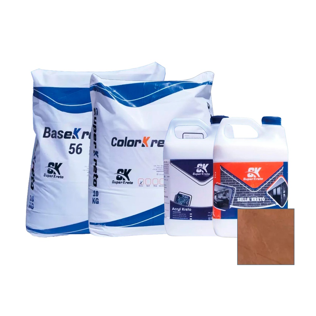 MICRO CEMENTO P/ PISO KIT 5 MT2 4MM COLOR MOCCA (BASE 56+COLOR+ACRYL+SELLADOR) SUPER KRETO