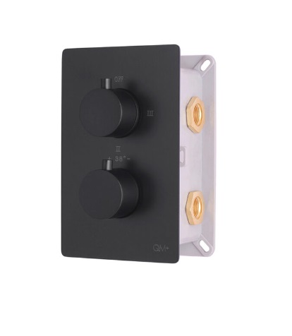 MONOMANDO / MEZCLADOR / MIXER TERMOSTATICO QM+ 3 FUNCIONES P/DUCHA SERIE SUPREME NEGRO BLACK QUALIT