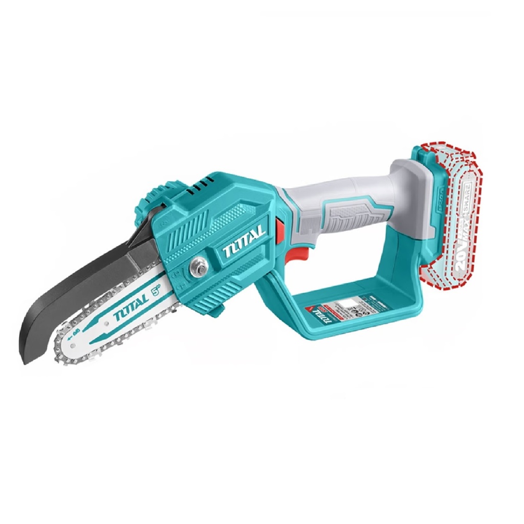 MOTOSIERRA / PODADORA INALAMBRICO 5" 20 V 5 M/S INCLUYE: CADENA 5" + BARRA 5" + BOT. P/ACEITE + LLAVE INGLESA S/BAT. NI CARGADOR REF. TGSLI2058 MARCA TOTAL TOOLS
