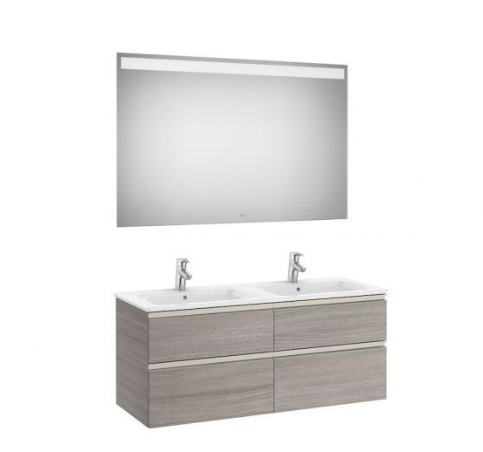 MUEBLE P/ BAÑO EN MDF 120 X 46 X 86CM C/ ESPEJO 120CM SERIE GAP ROBLE CITY 220V REF.ROMUE0041 NOVA