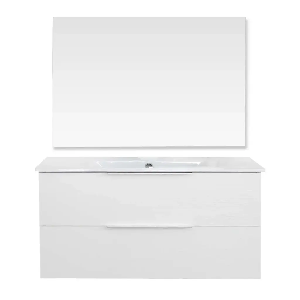 MUEBLE PARA BAÑO EN MDF 100 CM X 46 CM X 52 CM CON ESPEJO DE 100 X 80 CM BLANCO REF. MUE-152 UNIQUE